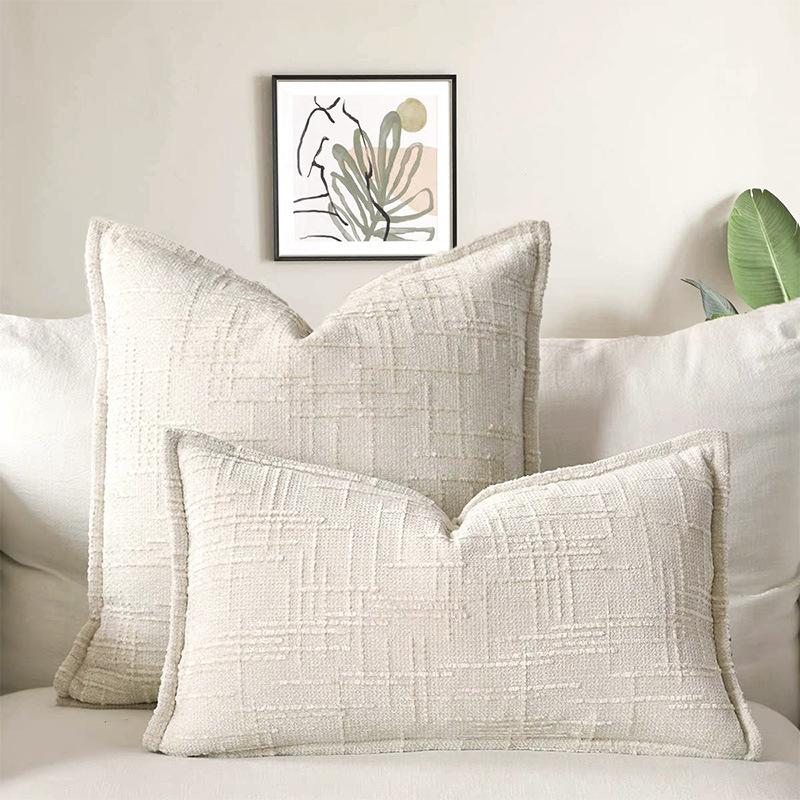 Woven Thick Cushion Cover Yarn Texture Throw Pillow Covers Edge Pressed Sofa Cushion Covers for Home Bedroom Living Room Decor