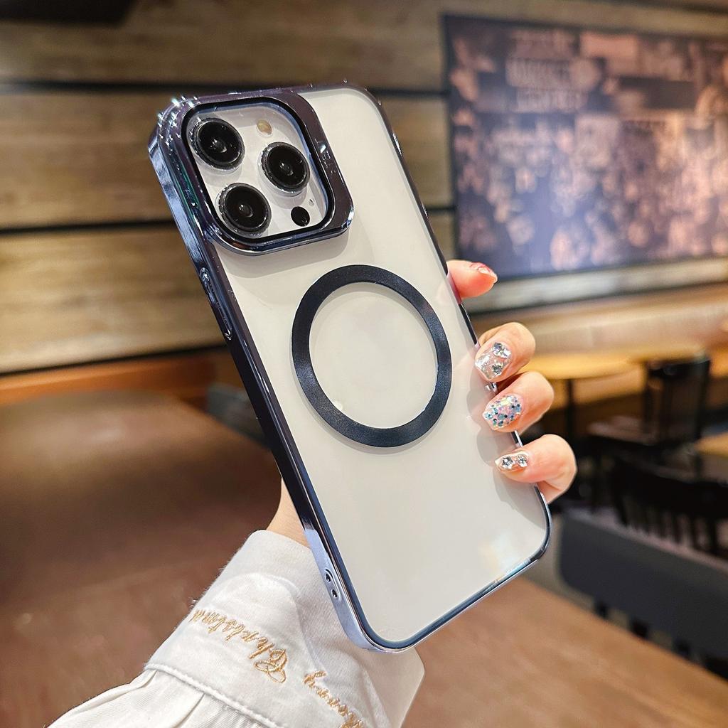 Applicable To IPhone 14 Glasses Bracket Lens Mobile Case Apple 15 Creative 12 Electroplating Transparent PC Hard Case
