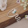 Turquoise Snake Wrap Ring | Adjustable Silver Cat Ring | Cute Animal Jewelry Gift for Women
