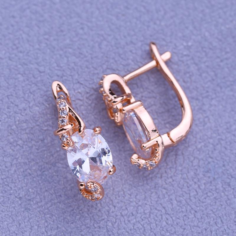 LSOOYH Clip Earrings Rose Gold Color Fashion Earring For Women Butterfly Cubic Zirconia Hollow Flower Stud Earrings Jewelry