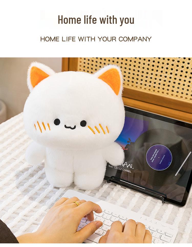 Soft White Kitten Plush Toy - Cute Cat Doll & Children's Sleeping Pillow