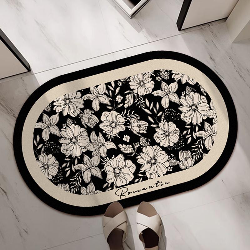 

Впитывающий коврик для пола в ванную в стиле ретро, бытовой нескользящий коврик для ног, мягкий коврик для ванной из диатомовой грязи, быстросохнущий ковер 40x60cm15.7x23.6in