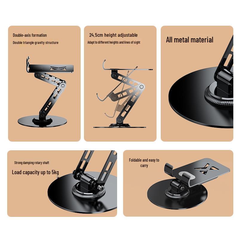 360° Rotating All-Metal Phone Holder with Three-Axis Adjustment for Tablets and Phones