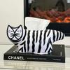 Aesthetic Striped Cat Tissue Box Creative Cartoon Napkin Holder Decorative Home Ornament for Living Room Bedroom Desktop Cute