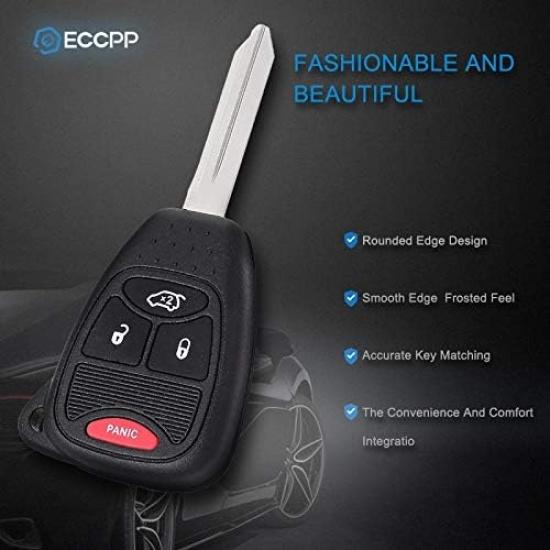 ECCPP 2X New Replacement Remote Car Key Fob Combo 4-Button Uncut for Chrysler Dodge Jeep OHT692427AA, OHT692713AA Programmable Key Fob