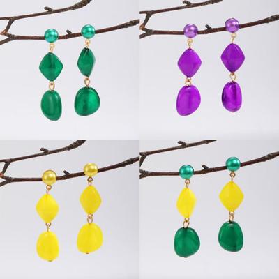 Fashion Luxury Premium Feel Geometric Irregular Long Resin Water Drop Earrings For Women