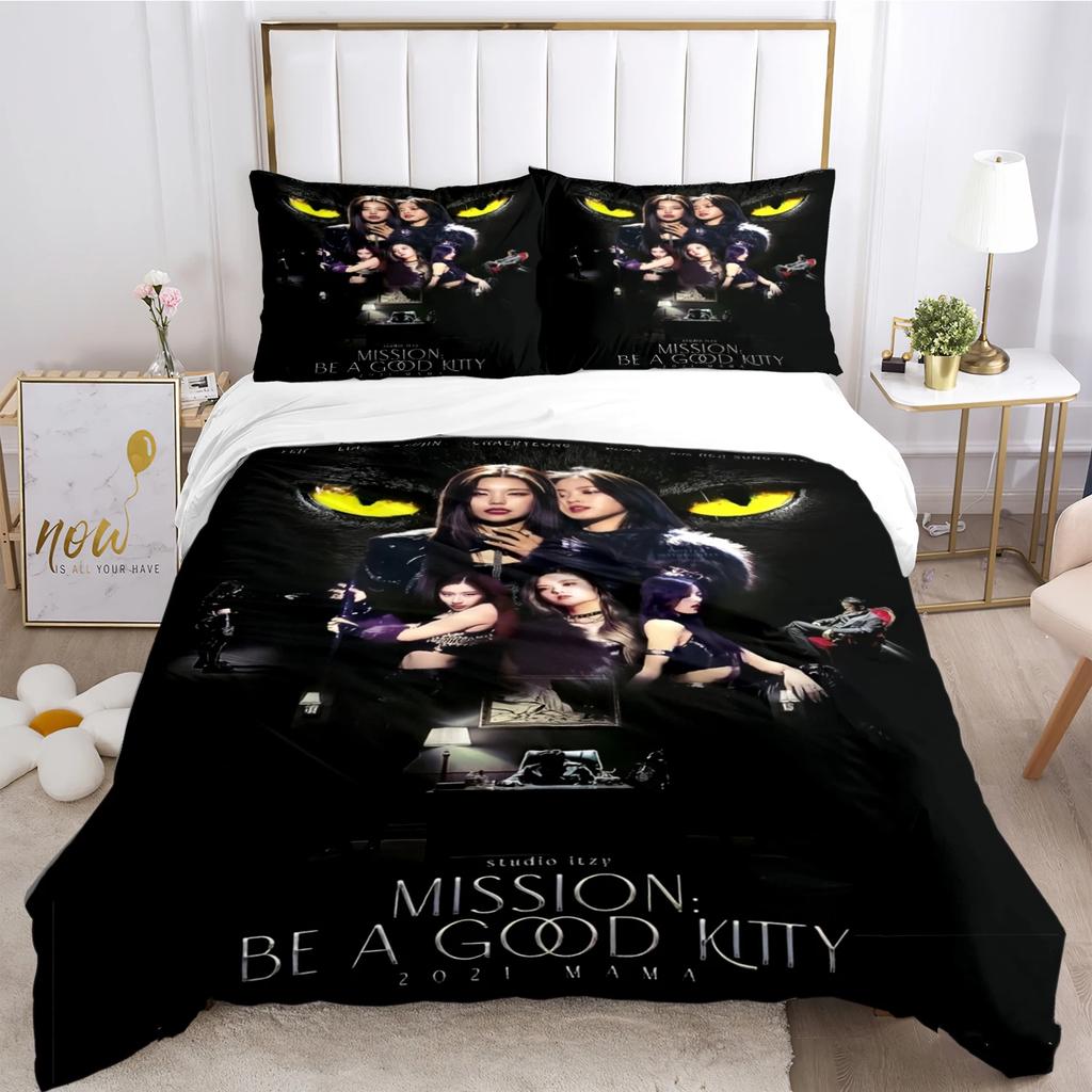 Grupa Śpiewająca Itzy-Koreańska Poszwa na Kołdrę Kołdra Zestaw Pościeli na Cały Sezon Miękka Poszwa na Kołdrę i Poszewki na Poduszki Pojedynczy/Podwójny/Queen/King