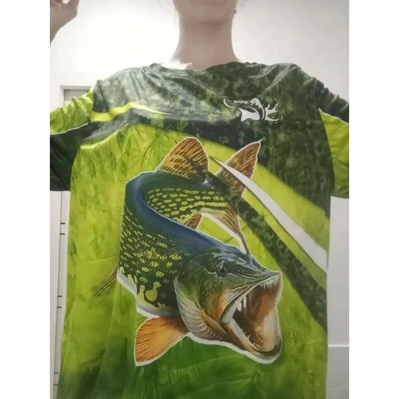 Summer Men's Fishing T-Shirts Short Sleeve 3d Fish Print Street T-Shirts Hip Hop Big Size Man Tees Loose Casual O-Neck Tops