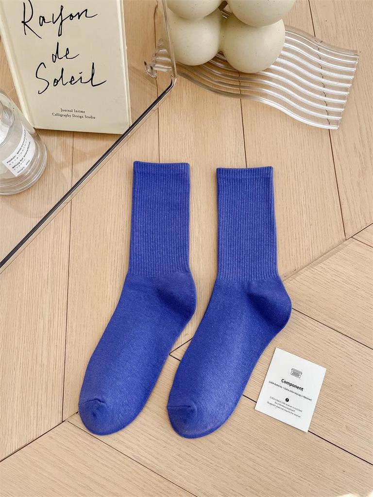 Women's Colorful Mid-Tube Socks In Violet, Orange, Rose, and Red for Modern Dance with Shark Print