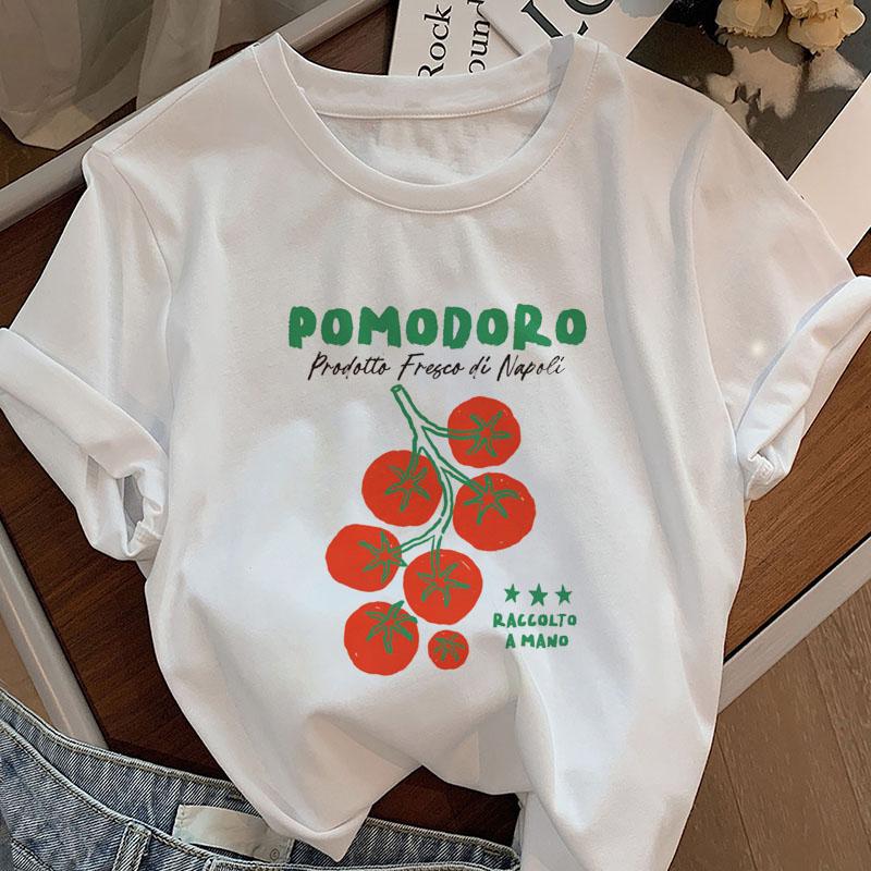 Tomato Girl Summer Tshirt Garden Farmers Market T Shirt Round Neck Short Sleeve Tomatoes Tee Casual Unisex Clothes