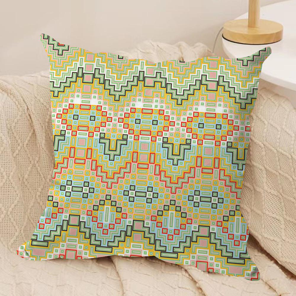 Z Imazighen Kabyle Jewelry Cushion Cover Silky Short Plush Invisible Zipper Dustproof Sofa Pillow Case for Home Decor