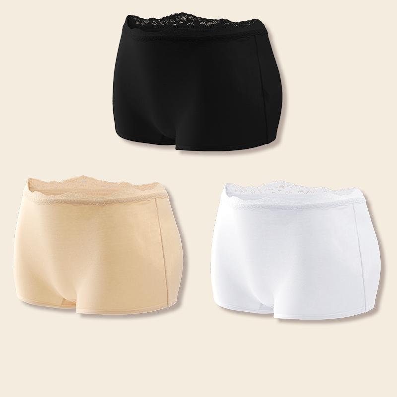 3Pcs Women's Cotton Boxers Panties Seamless Lace Satin Underwear Female Briefs Cozy Lingerie Sports Intimate Underpants S-XXL