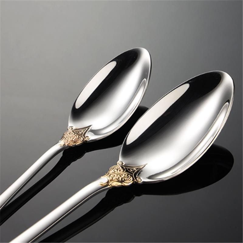 Palace Series Stainless Steel Cutlery Sets Western Food Knives Forks Spoons Teaspoon Luxury Golden Tableware Home and Kitchen