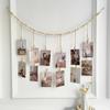 Wooden Picture Display String Tassel Clips Photo Frames  Home Bedroom Dorm Wall Decoration