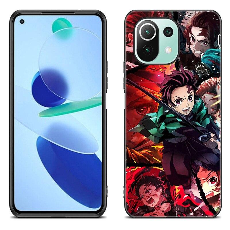 Anime Demon Slayer tanjiro Case For Xiaomi Mi 11 Lite NE 11i 10T 11T Pro A2 A3 Lite POCO F3 M3 M4 C31 X3 Pro NFC GT Black Cover