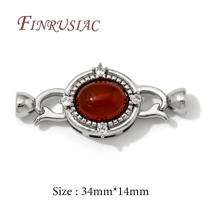 18K Real Gold Plated Inlaid Natural Stone Jewelry Clasps Fasteners For Bracelets Accessories,Locks For Jewelry,Necklace Findings