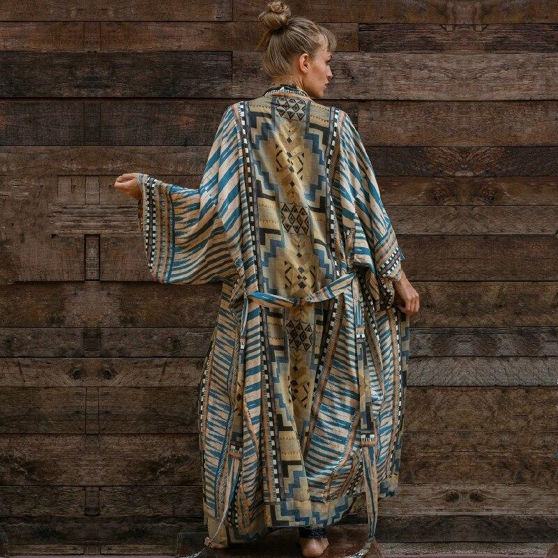 Cotton Beach Kimono Women Cover Ups Print Beach Cover Up Saida De Banho Para Praia Sarong Robe