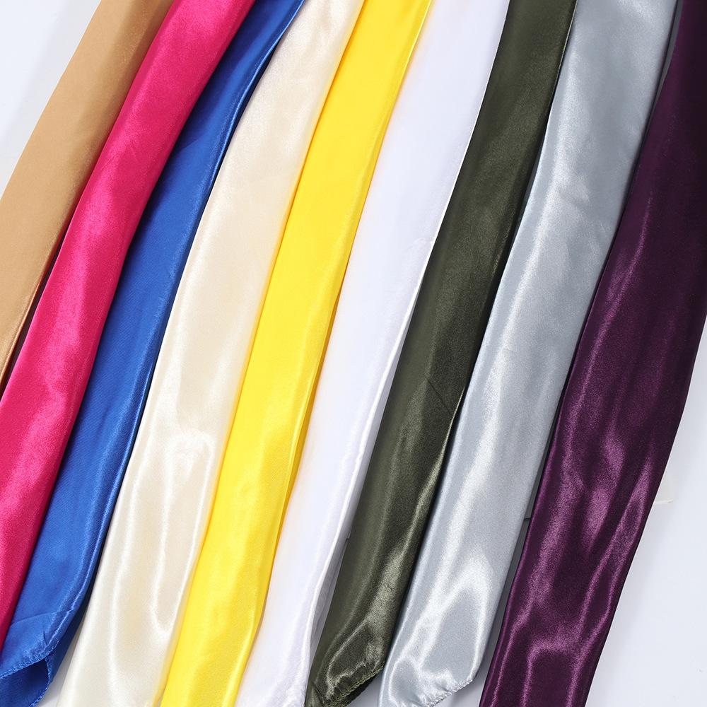 50*50cm Silk Scarf Women Small Soft Squares Decorative Head Scarf Multicolor Stripe Print Kerchief Neck Wrap Solid Colors