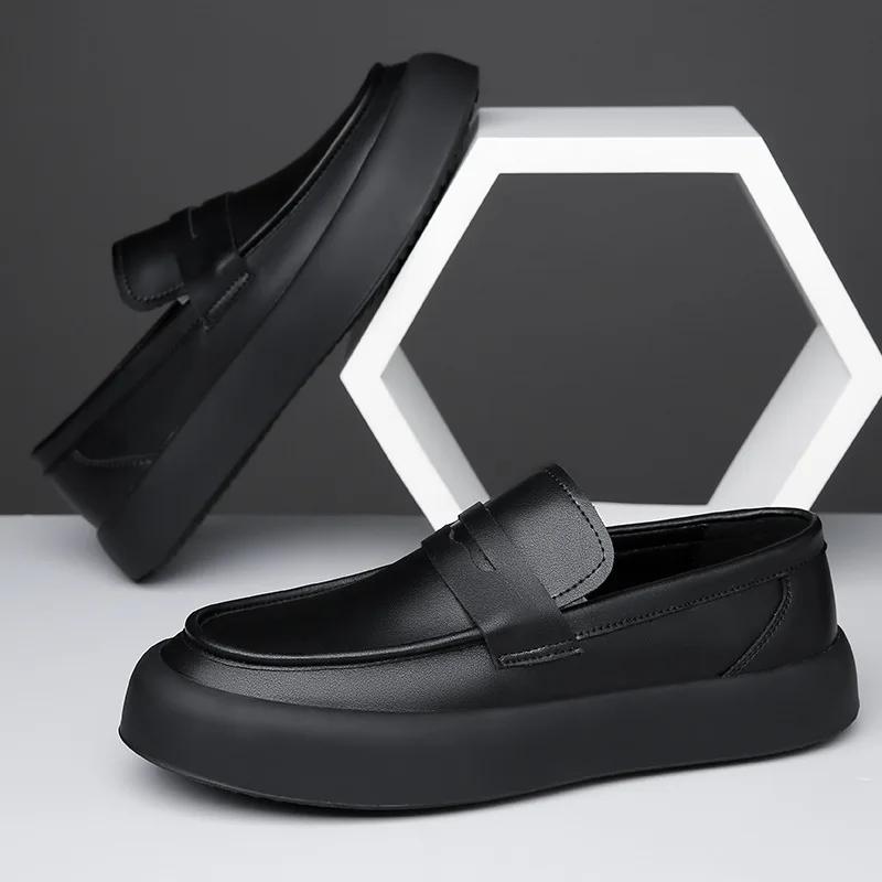 New Leather Off White Shoes Fashion Loafers Men Designer Soft-soled Platform Sneakers Business Men Dress Shoes Zapatos De Hombre