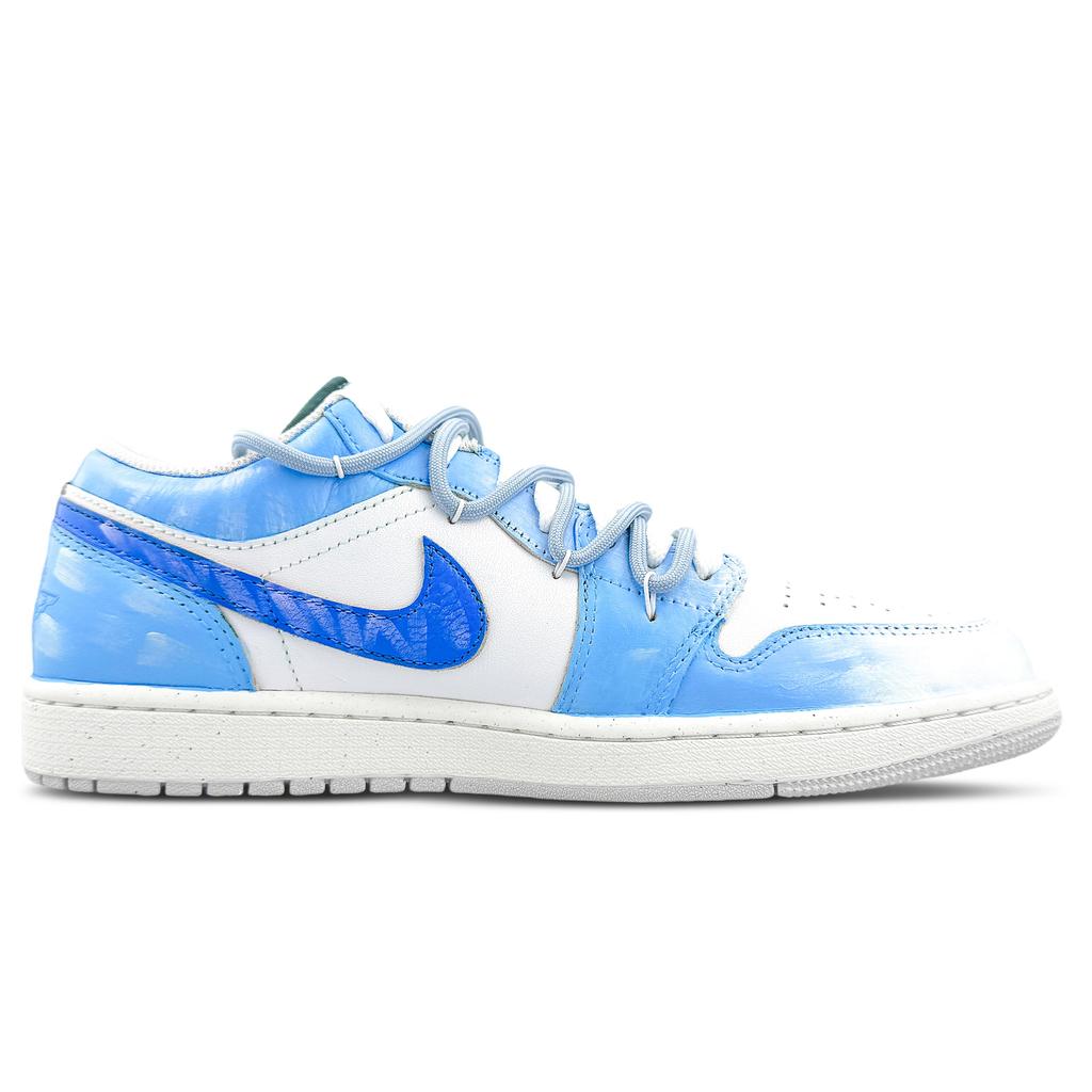 Jordan Air Jordan 1 Abrasion Resistant Low Top Vintage Basketball Shoes Unisex Blue FQ7687-300(Team1053-)