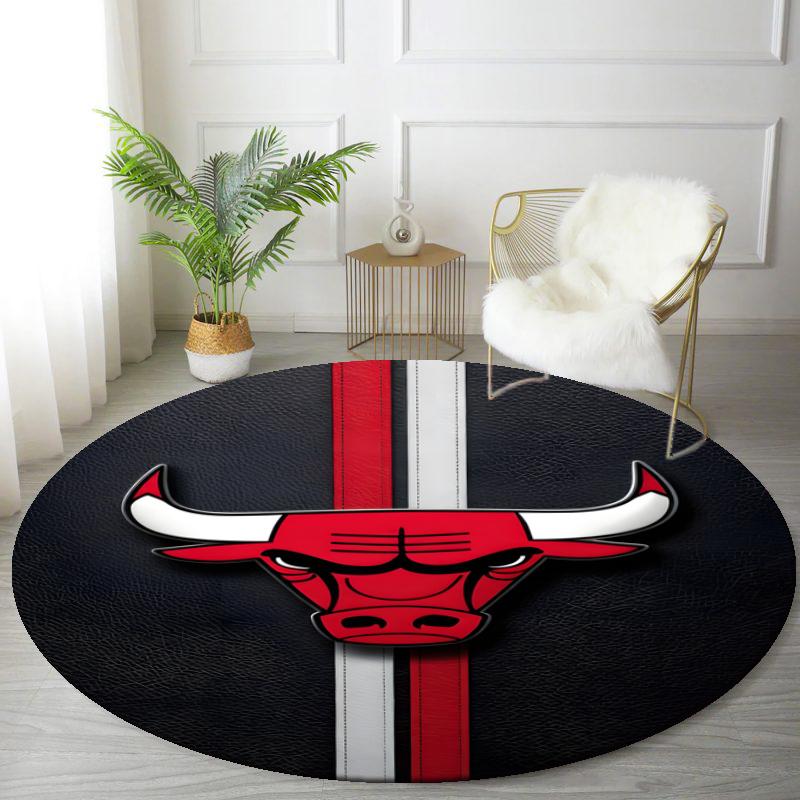 Customizable Chicago Bulls Round Non-Slip Carpet - Ideal for Garden, Picnic, Office, Perfect for Decoration, Suitable For All Seasons