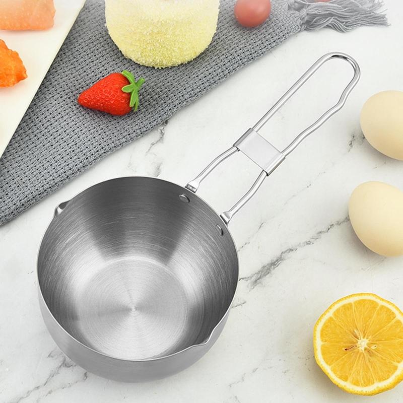 Milk Pan with Two Side Spouts 25.3cm/10-inch Instant Noodle Pan Stainless Steel Pan for Camping Outdoor Large Capacity