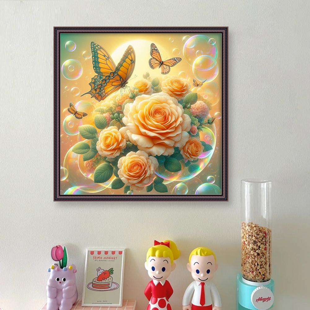 1 Set Full Embroidery Cotton Thread 11CT Printed Fantasy Flowers Cross Stitch Kits DIY Arts Ornament Home Decorations 40x40cm