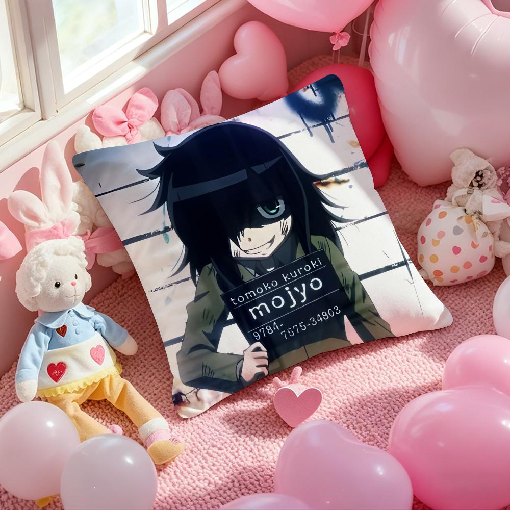 K-Kuroki T-Tomoko Pillow Case Soft Plush Fabric Double-Sided Printed Cushion Cover Warm Winter Sofa Pillow Case