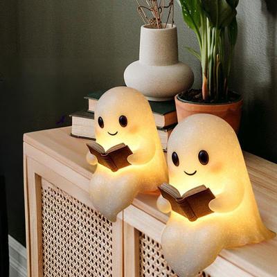 Niedliche Geist Leseleuchte Halloween 3D LED Nachtlicht Gruselige Schreibtischlampe Für Schlafzimmer Arbeitszimmer Buchliebhaber Home Office