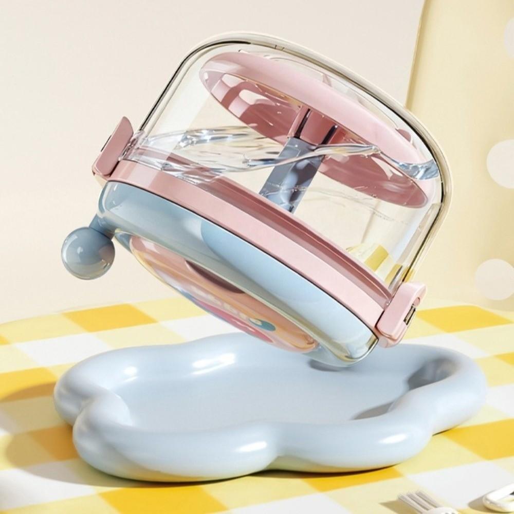 2-in-1 Denture Cleaning Box Hand Cranked Double Layer Orthodontic Retainer Box with Strainer with Mirror Braces Storage Box