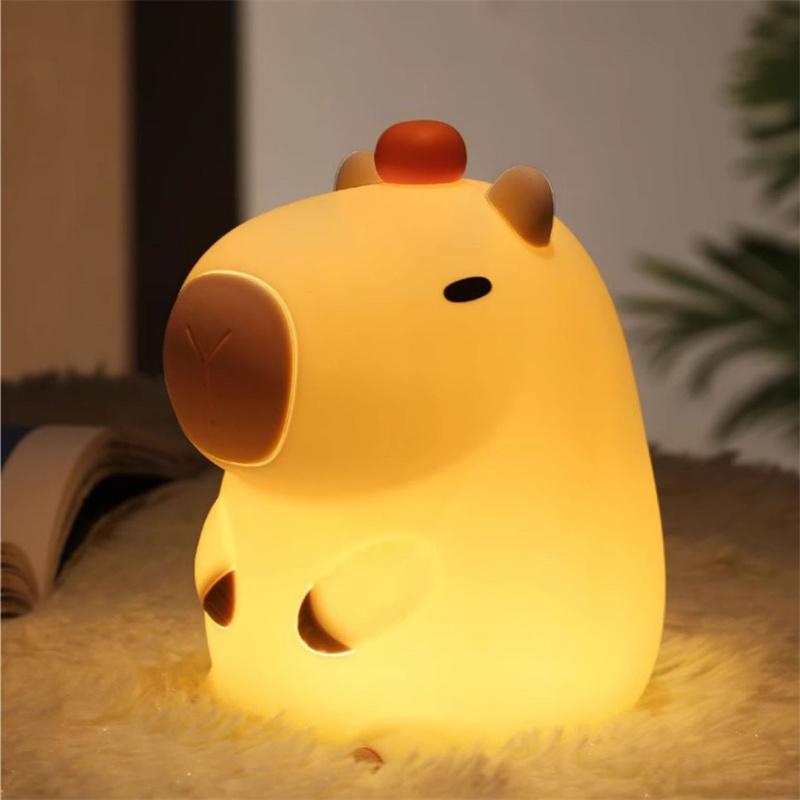 Capybara Nattlys, Nyhet Tegneserie Capybara Form Lampe Myk Silikon Med Oppladbar Og Berøringskontroll