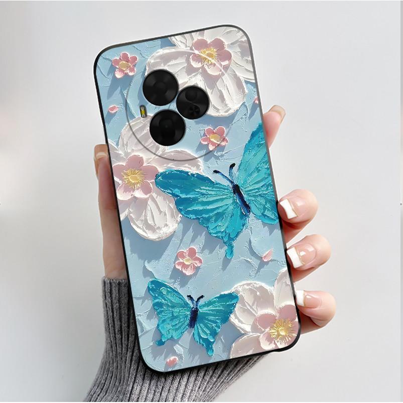 Printing Pattern Case For TCL Nxtpaper 60 Ultra Soft Silicone Black Shell Cover Cute Flower Cartoon Casing