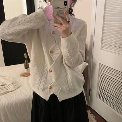 Pull Vintage pour femme, couleur unie, doux, veste tricotée, Cardigan Chic, tendance, automne et hiver
