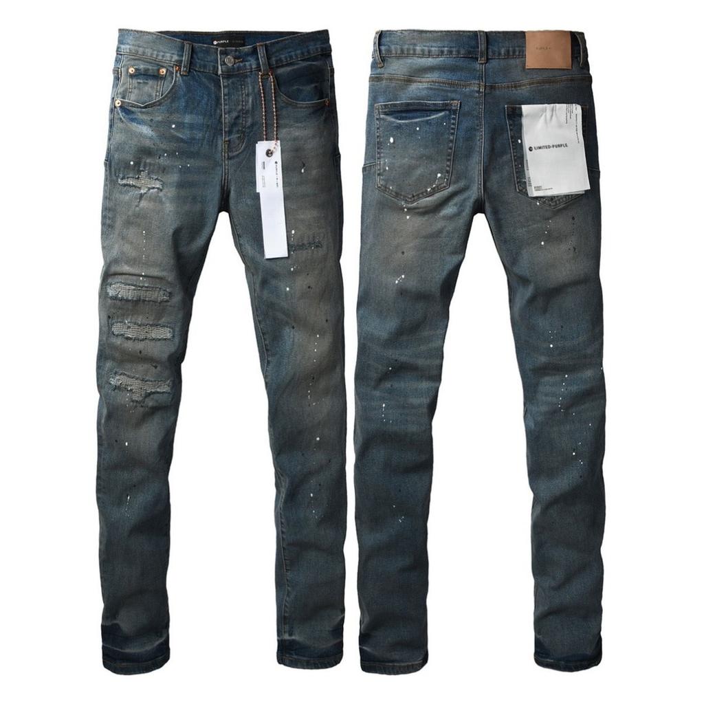 New Fashion Jeans Men streetwear Classic style Black Distressed Streetwear High Stretch Skinny Button Fly Ripped Trousers Brand