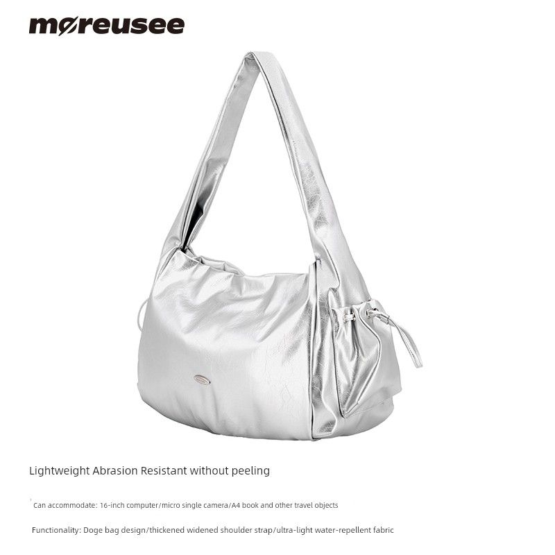 

Wooden and Stone Large Capacity Shoulder Hobo Large Bag Commuter s All-Matching Crossbody Bag Female Stylish Light Luxury Minority Tote Bag Bright Silver (In Stock)