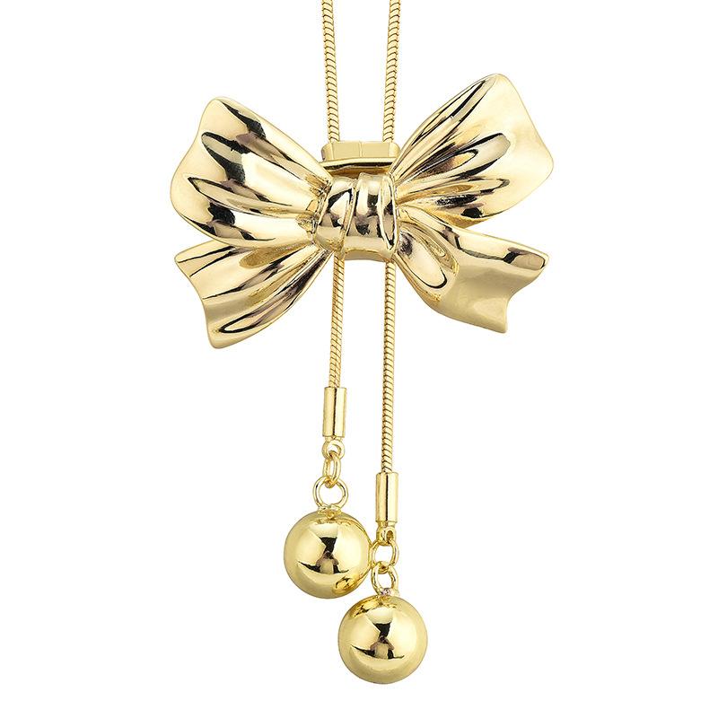 One And Two Autumn And Winter Sweater Chains Are Bow Tassel Long Necklace Temperament Brooch.