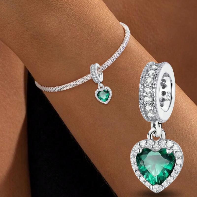 Copper Fashion Zircon Red Love Heart Charms Beads Fit Original Pan Bracelet Bangles Diy Fine Jewelry For Women