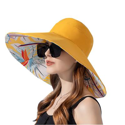 Cappello da pescatore indossabile a doppia faccia, estivo da donna, con tesa larga, pieghevole, per le vacanze, da spiaggia, cappelli da sole, cappelli da pescatore