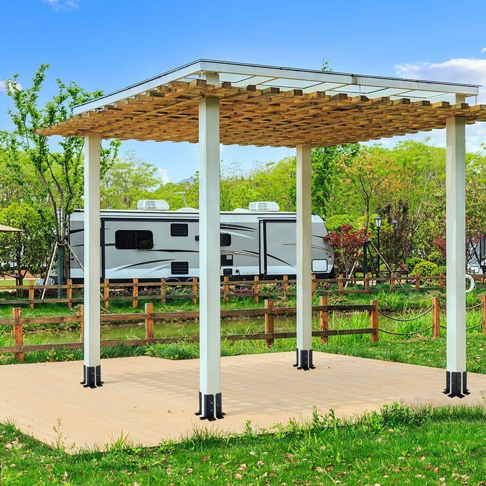4pcs Corrosion Resistant Fence Post Base Support Pergola Post Base Brackets  Courtyard Outdoor