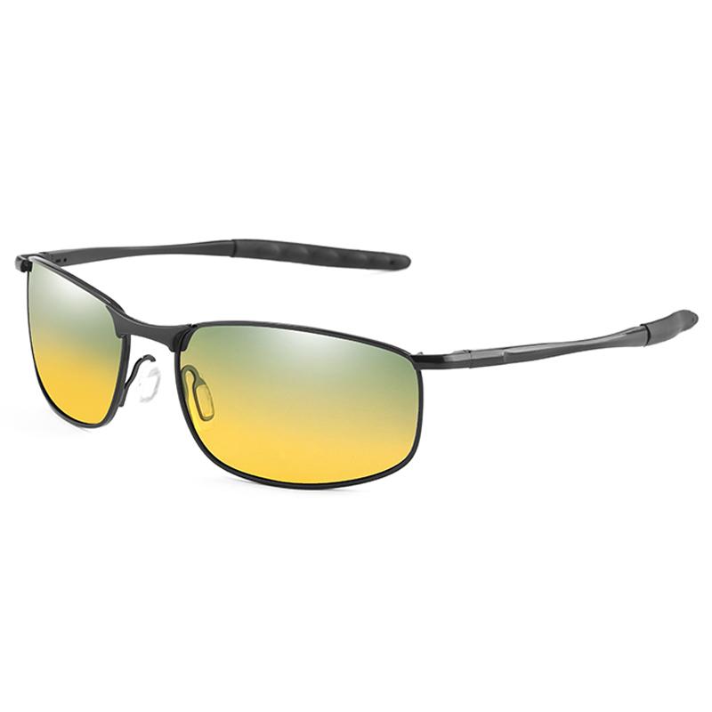 Lunettes de soleil photochromiques polarisées pour hommes Lunettes carrées en métal pour hommes Lunettes de soleil de conduite UV400 Lunettes de cyclisme pour sports de plein air