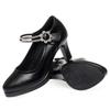 Fashion Comfortable Shallow Soft Leather Ankle Band Mary Jane 2025 Spring Block Middle Heels Shoes Platform for Office Mom