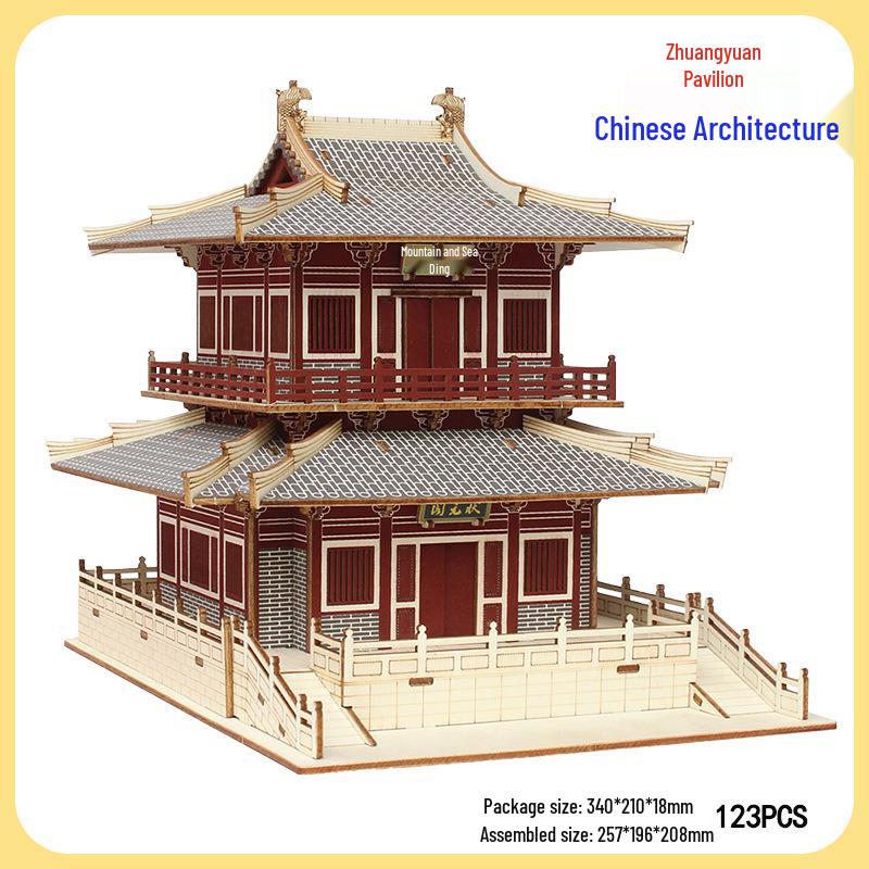 DIY Wooden 3D Puzzle: Chinese Architectural Model Educational Toy & Souvenir