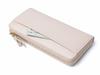 Fair Fairy Women's Wallet, Simple Ribbon, L-Zip, Genuine Cowhide Leather, Elegant, Large Capacity, Cute, 160724 (Pink Beige)