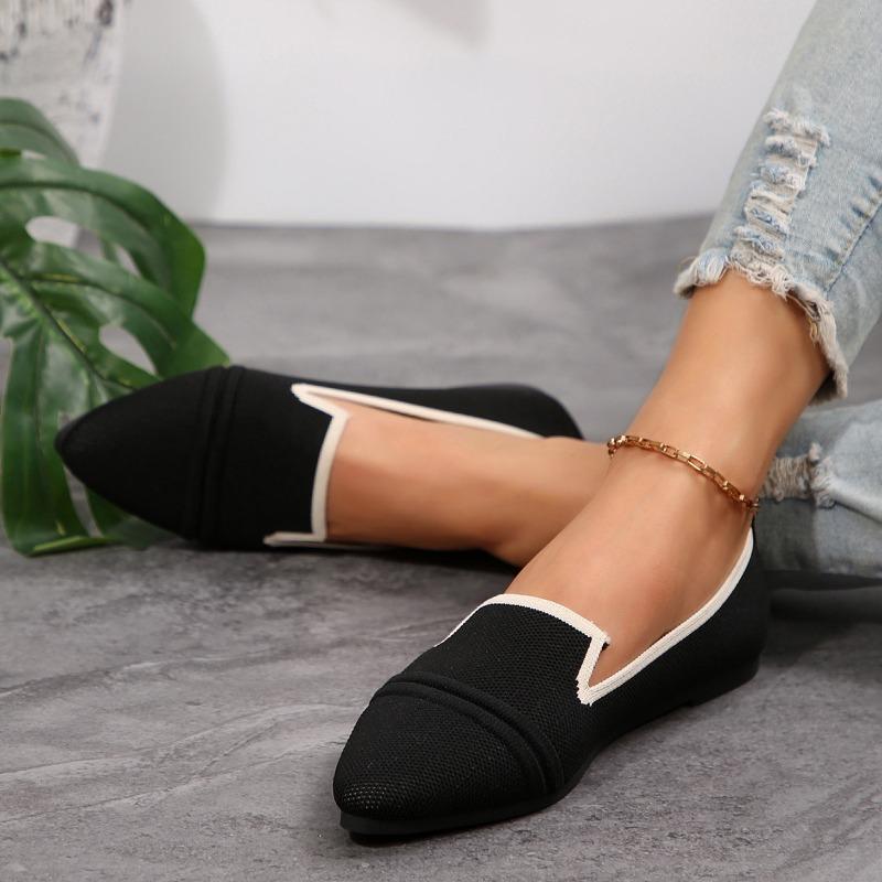 Flat Shoes Women's Spring and Summer Pointed-toed Fashion Fly-woven Shallow Mouth One-pedal Casual Foot Shoes
