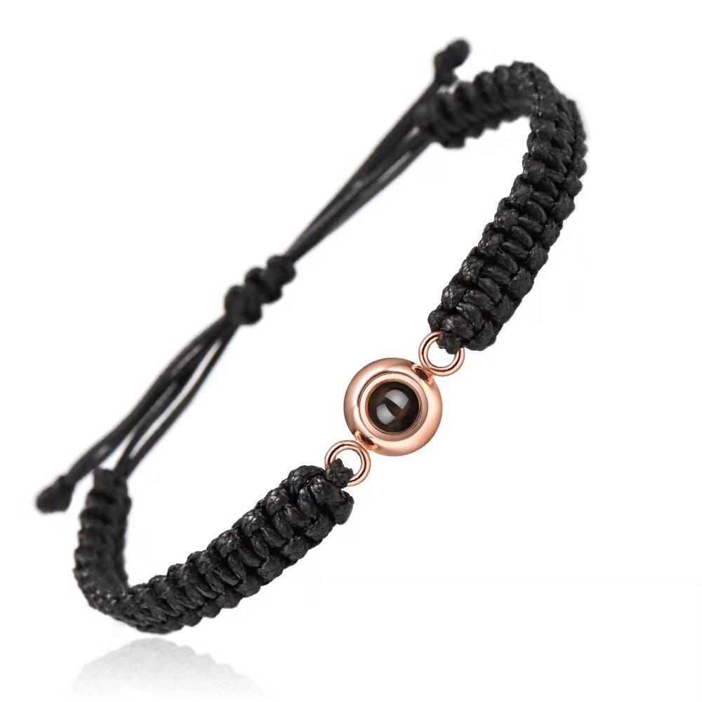 Individuelles gewebtes Armband aus Edelstahl mit 'Ich liebe dich' in 100 Sprachen und Foto