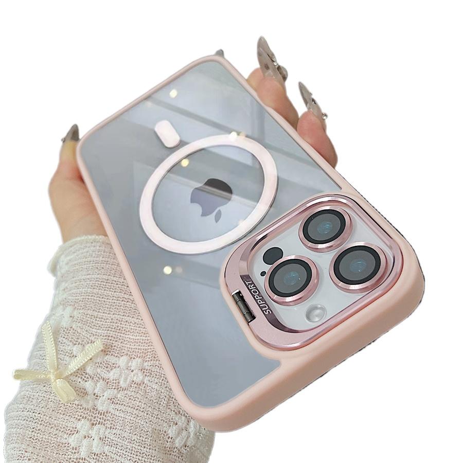 Luxury Magnetic Shockproof Phone Case For iPhone 16 15 14 13 12 11 Pro Max For Magsafe Funda Stand Glass Lens Protector Cover