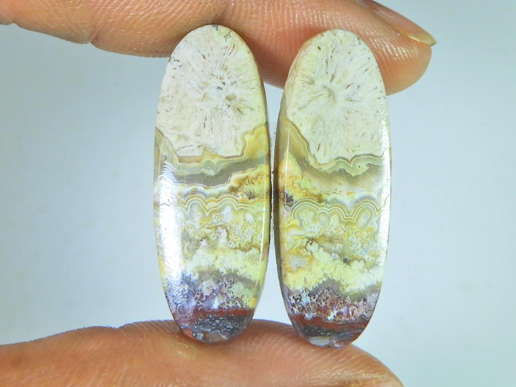 24Cts. AAA Crazy Lace Agate (11X30X02 mm each) Oval Cabochon Matched Pair SK-3082