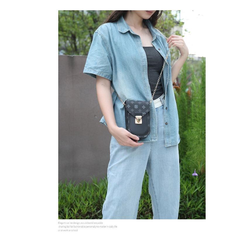 Printed Phone Crossbody Bag Versatile Women's Chain Strap Purse