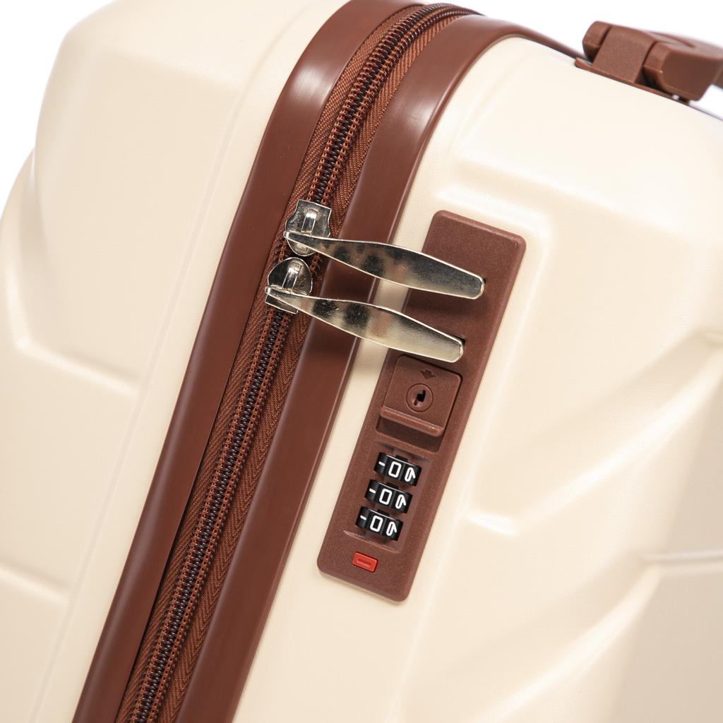 14"/19" 2-Piece ABS Spinner Suitcase Set with Combination Lock & 14" Cosmetic Bag (Beige)