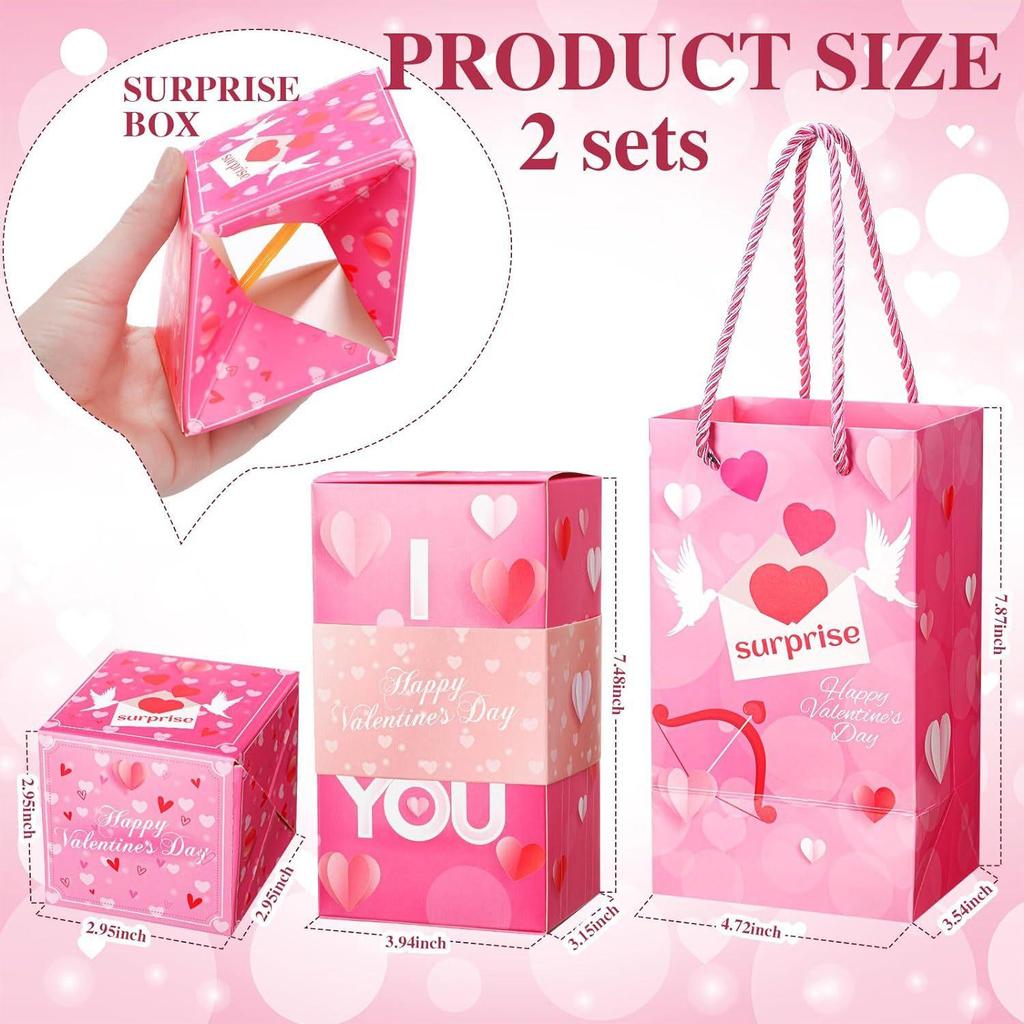 Valentijnsdag verrassing springdoos verjaardag creatieve geschenkdoos stuiterende rode envelop geschenkdoos